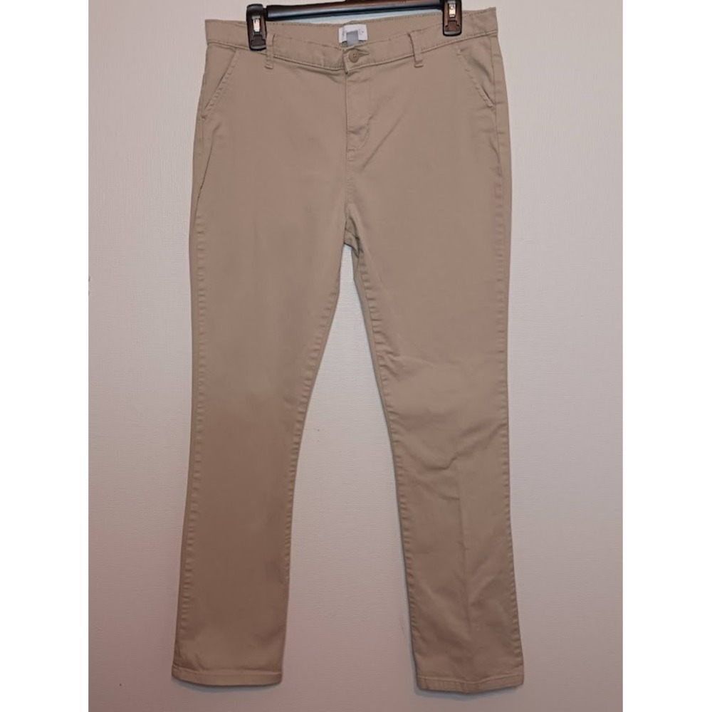 Place Girls Chino Pants Beige Zip Straight Leg Flat Front Uniform 18